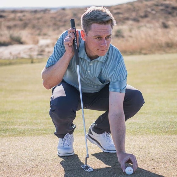 Kjus Lee Sage Green Light Blue Men’s Striped Short Sleeve Golf Polo Xtra Large - Picture 2 of 11